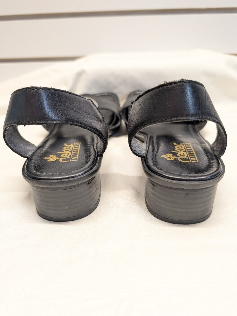 Rieker Black Leather Slingback Block Heel Sandals 62662 Size 8 1/2 US/39EU NWOB - Picture 4 of 8